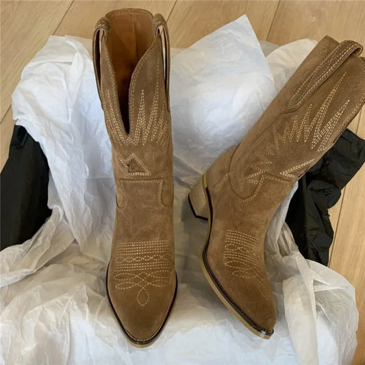 Western  Embroidery Flower Women CowGurl Boots
