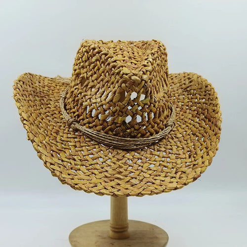 cowboy straw hat wholesale natural corn grass handmade cowboy hats For