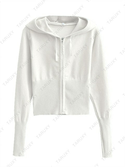 Taruxy Spring New Hoodie Cropped Top And Pants Sets White Y2k Casual