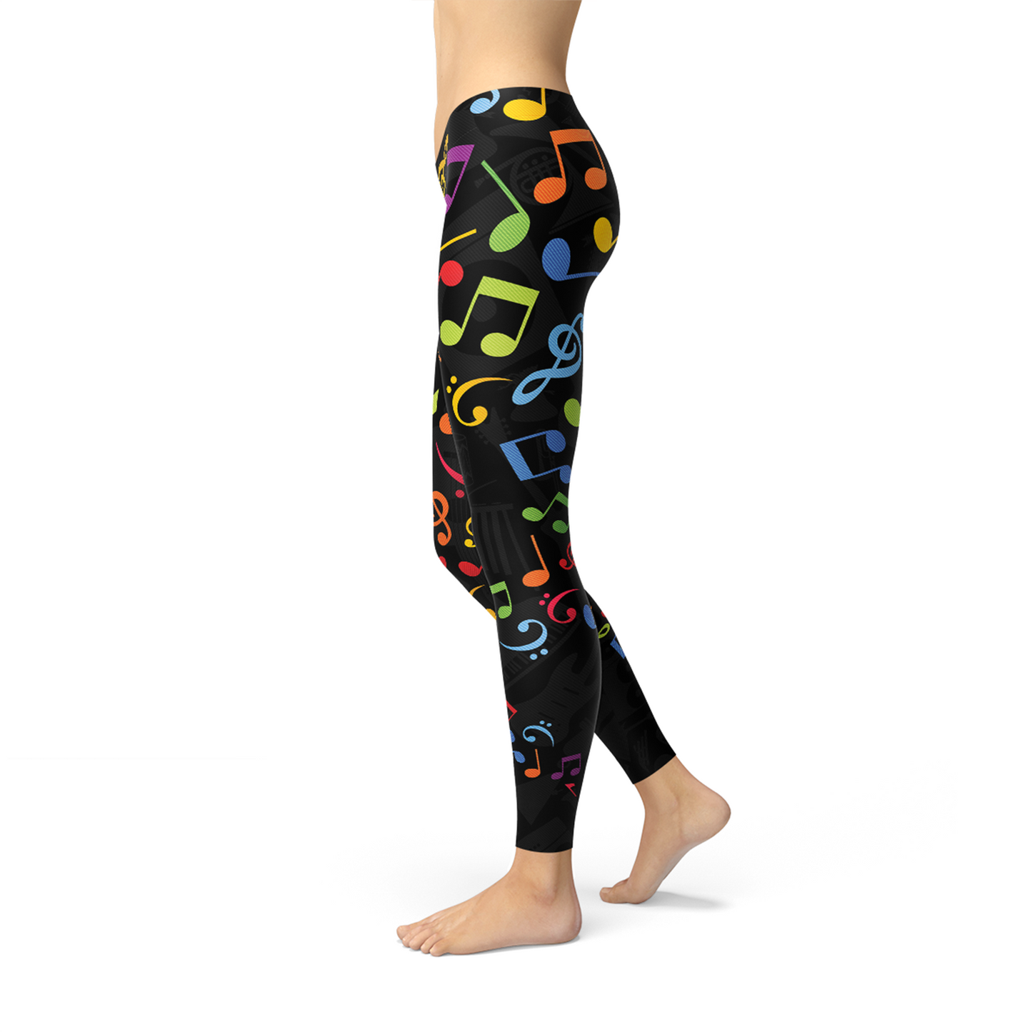 Womens Colorful Music Notes Leggings