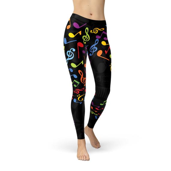 Womens Colorful Music Notes Leggings